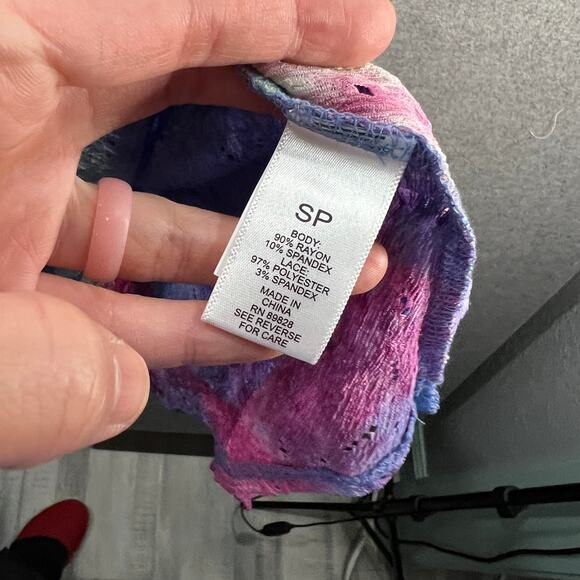 LOGO by Lori Goldstein Dress with Tie-Dye Hem Gemstone Blue Petite Small - Picture 9 of 11